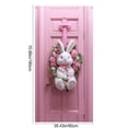 thumbnail image 3 of BBilaBu Easter Bunny Wreath Door Cover, Spring Garden Flag for Front Door, Reversible Hanging Cloth Decor with Eggs and Flowers, 70x35 Inch (A), 3 of 9