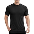 thumbnail image 2 of Yaoyar Men's Summer Casual Solid Short Sleeve Mandarin Collar Workout Top Soft Lightweight Non Shrink Shirt, 2 of 6