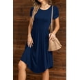 thumbnail image 5 of CALIPESSA Womens Summer Solid Tunic Ruffle Knee Dress Casual Loose Swing Flowy Navy Blue Short Sleeve Curved Hem Midi Dresses With Pocket, 5 of 5
