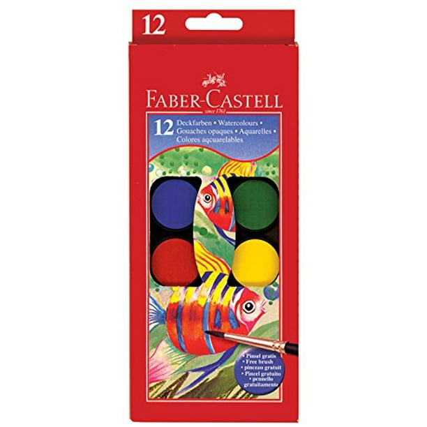 Faber-Castell Set de Peinture à l'Aquarelle avec Pinceau - Aquarelles Lavables Haut de Gamme pour Enfants