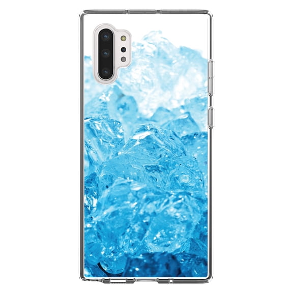 DistinctInk Clear Shockproof Hybrid Case for Galaxy Note 10 PLUS (6.8" Screen) - TPU Bumper, Acrylic Back, Tempered Glass Screen Protector - Clear Blue Ice Image Print