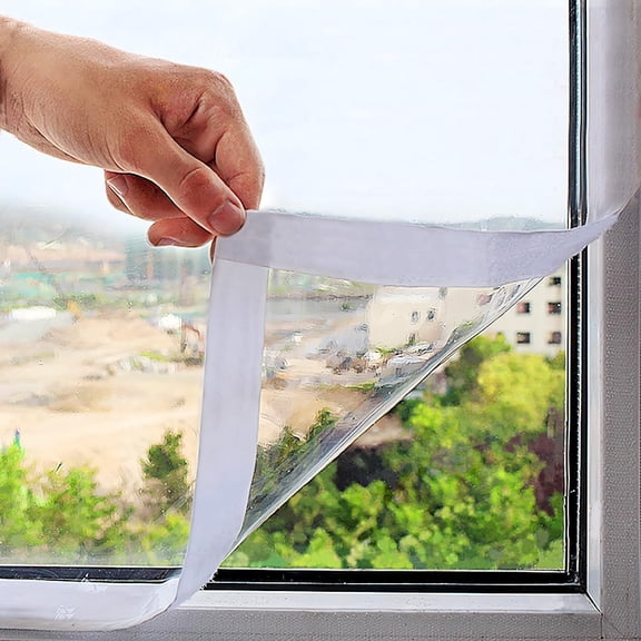 ICERUN Adjustable Window Insulation Kit 47Inx63In(120X160Cm) for Winter Keep Cold Out,Cuttable Transparent Film 180㎛ Thickness,Easy to Open for Ventilation,Reusable Plastic Window Wrap