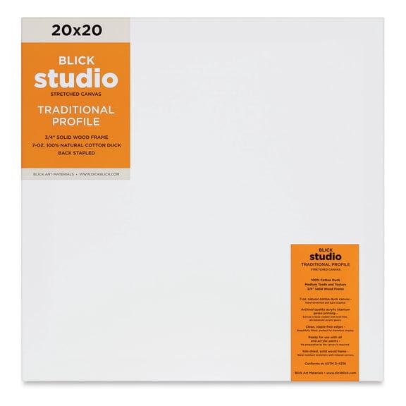 Blick Studio Stretched Cotton Canvas - Traditional Profile, 20" x 20"