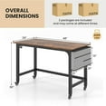 thumbnail image 3 of Costway 2 PCS Rolling Computer Desk Metal Frame PC Laptop Table Wood Top Study Workstation, 3 of 10