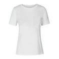 thumbnail image 4 of Wyobmus Womens Casual Summer Tops Round Neck Batwing Short Sleeve Leisure Tee Shirt Lightweight Solid Color Stretch Blouse Loose S-2X White, 4 of 4
