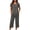 Dark Gray, variant on Womens Linen Textured 2 Piece Casual Outfits Crew Neck Short Sleeve Top Elastic Waist Capri Pants with Side Pockets Solid Color Loose Fit Lightweight Summer Daily Co Ord Set