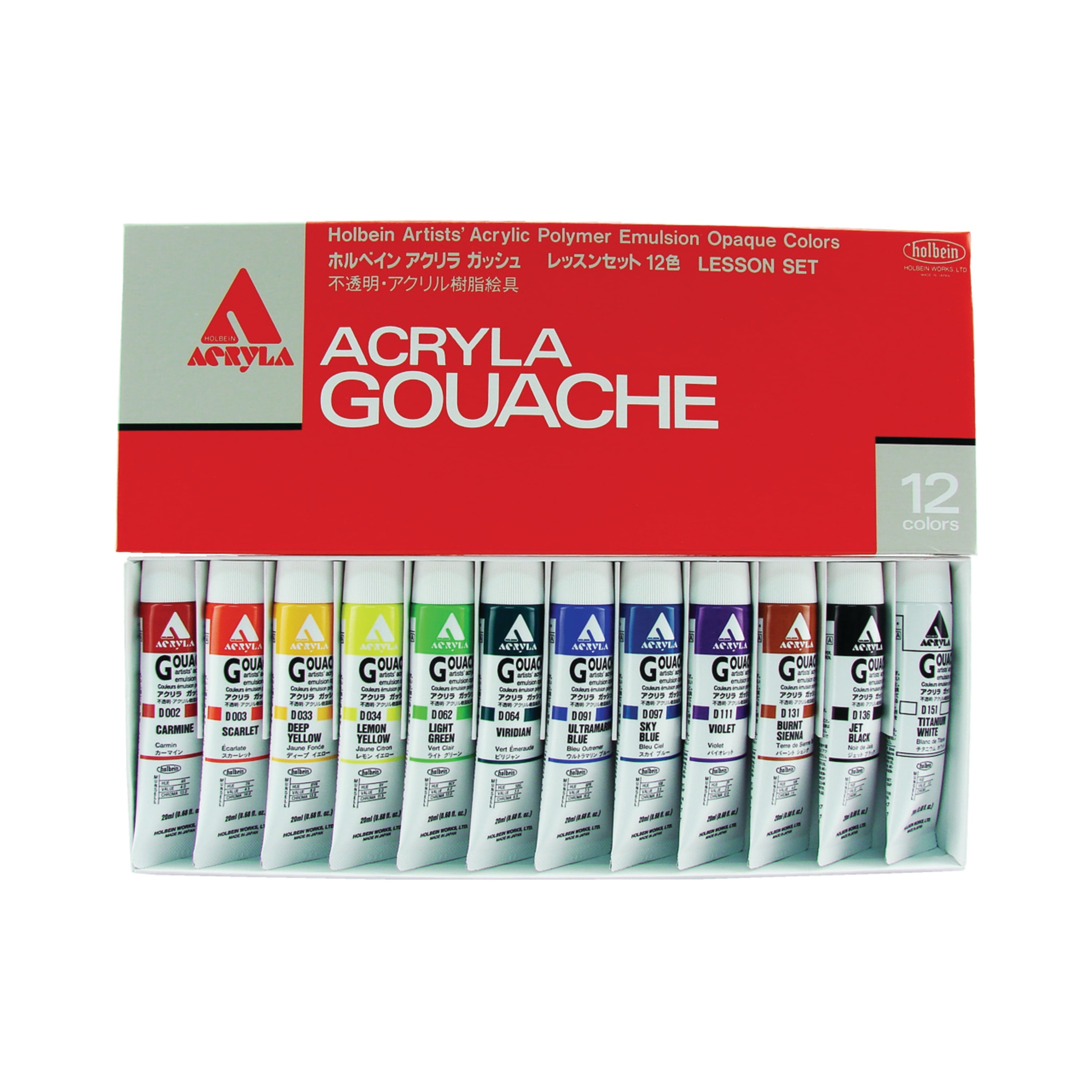 Holbein Acryla Gouache 12Color Lesson Set, 20ml,