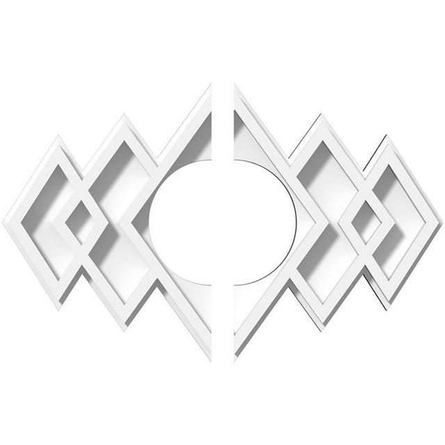 Ekena Millwork CMP10X6ZE2-03000 3 in. ID x 3 in. Rectangle Zoe Architectural Grade PVC Contemporary Ceiling Medallion - 2 Piece