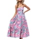 thumbnail image 2 of Vestido largo con estampado floral para mujer, vestido largo con estampado floral sin tirantes y hombros descubiertos para mujer, vestido floral sin tirant, 2 of 6