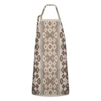 Brown Geometric Diamond Heart Pattern Apron-Garden Aprons for Women with Pockets-Cotton Linen Waterproof Kitchen Cooking Gardening Aprons Adjustable for Kitchen,Cooking,BBQ and Salon 33x27 Inch