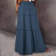 thumbnail image 2 of Ruffle Tiered Maxi Skirt Womens Elastic Tie Waist A Line Long Skirt Dress with Pockets Ladies High Waisted Skirts (XL, Blue), 2 of 6