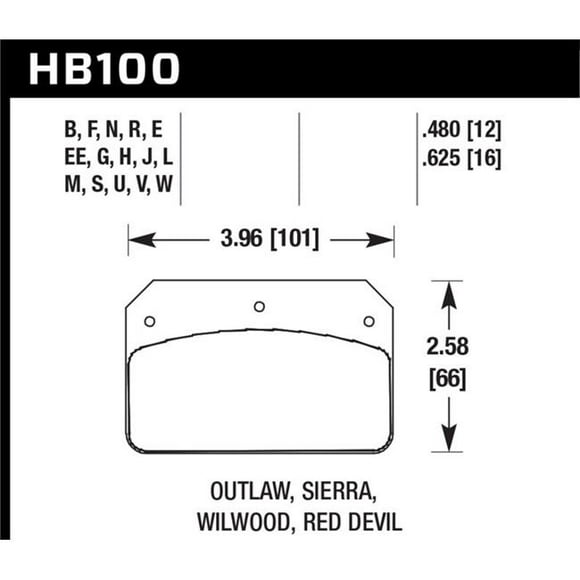 Hawk Performance HB100E.480 Plaquettes de Frein Wilwood Dynalite Bleu 9012