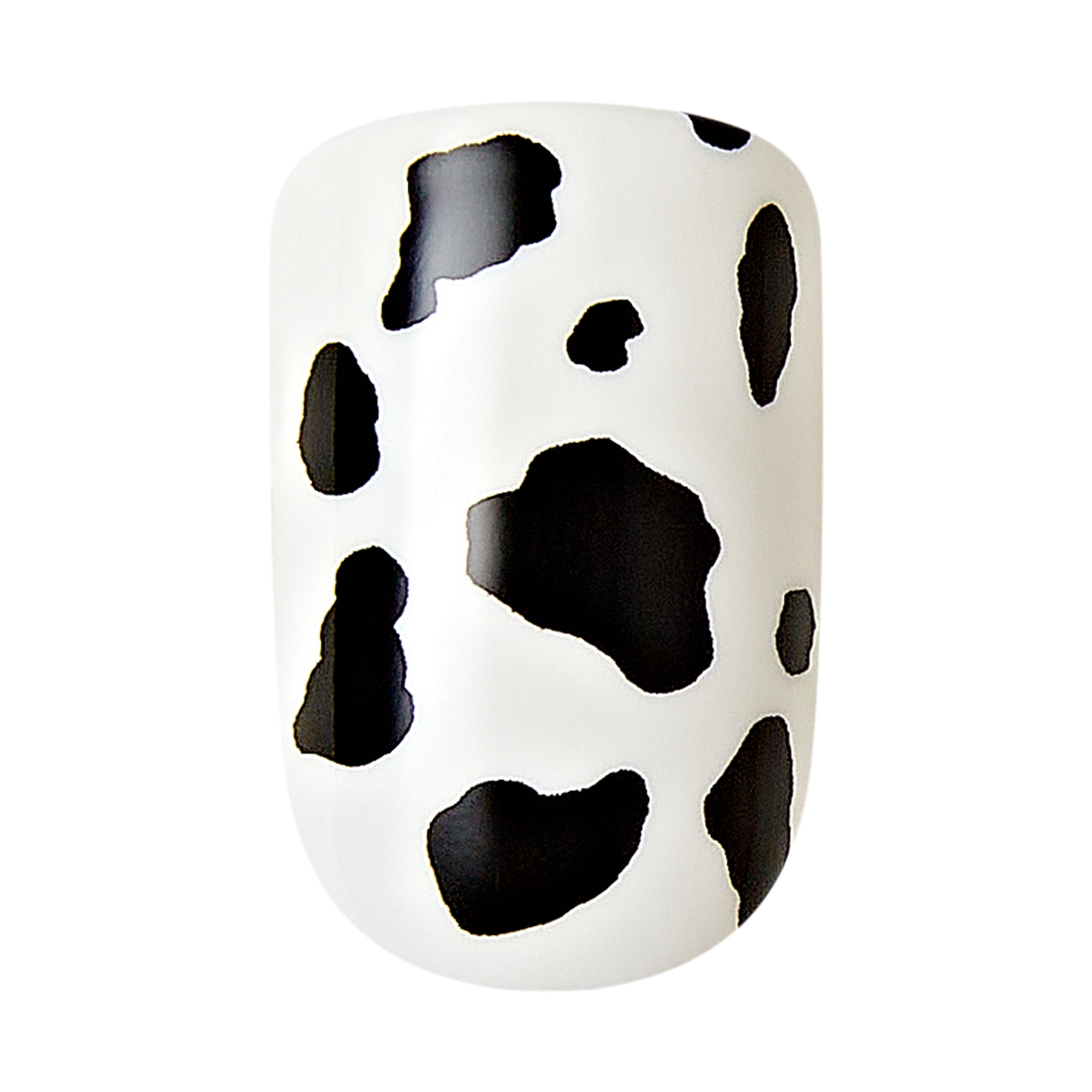 KISS Salon Design Medium Coffin Glue-On Nails, Glossy Light White, 24 Count