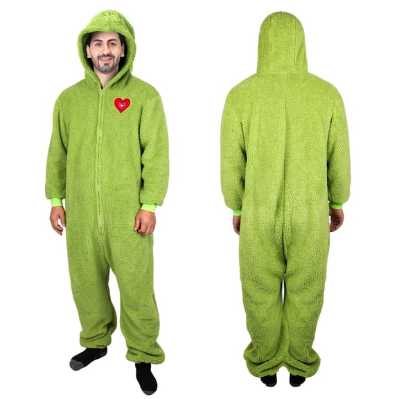 Green Onesie Adult Animal MonsterPajamas Bunny Jumpsuit Homewear Sleepwear Zipper Hooded for Unisex