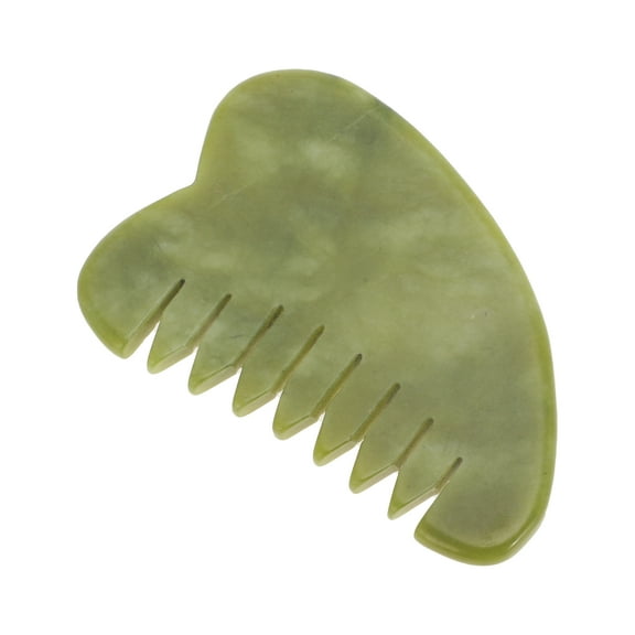 Unique Bargains 1 Pc Heart Shape Head Massage Comb for Home Dark Green Natural Jade