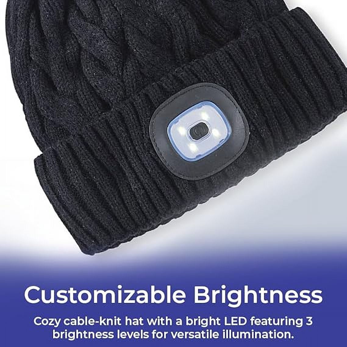 SAGEFINDS Unisex Beanie with Light, Pom-Pom Knit Hat with LED, USB Rechargeable Headlamp Cap for Men and Women