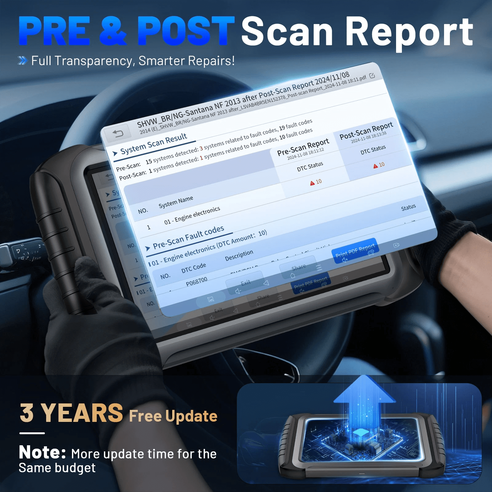 XTOOL IP919 PRO + XV200 Endoscope Automotive OBD2 Scanner Diagnostic Tool Bidirectional Scan Tool with J2534 Topology Mapping 51+ Resets