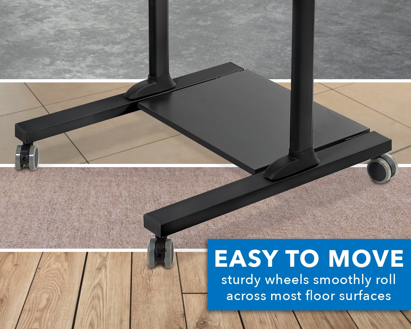 Mount-It! Mobile Standing Desk with Dual Monitor Mount 40-Inch Wide, Height Adjustable, Black