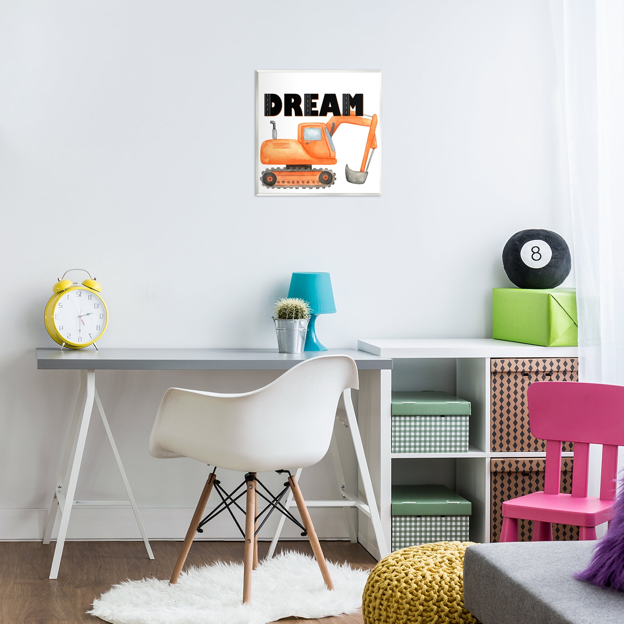 Dream with Orange Excavator Wall Plaque Art, design by Kim Allen