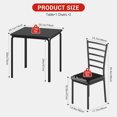 thumbnail image 4 of Towallmark Modern 2-Person Rectangular Dining Set – Space-Saving Design Ideal for Compact Dining Rooms, Apartments & Home Bars, Black, 4 of 12