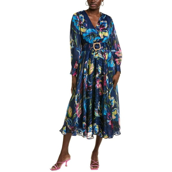 Elie Tahari womens Milena Midi Dress, 6, Blue