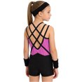 thumbnail image 6 of Aislor Girls Tank Unitards With Shorts Headband Gymnastics Leotard Athletic Ballet Dance Bodysuit Training Outfits Hot Pink 10, 6 of 7