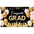 thumbnail image 1 of adviicd Black And Gold Graduation Backdrops Banner Congrats Grad Sign Banner For Graduation Party Background Decoration, 1 of 5