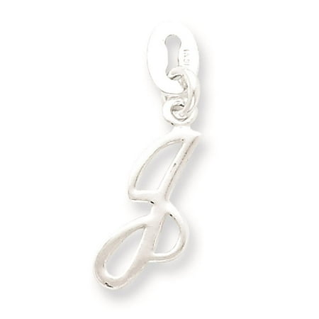 925 Sterling Silver Polished Chain Slide Initial J Charm Pendant
