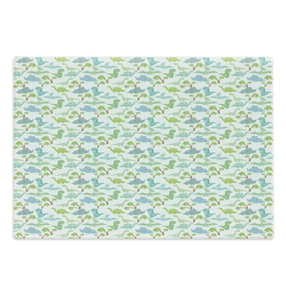 Velociraptor Cutting Board, Baby Dinosaurs Cartoon Childish Trex Nursery Themed Kids Print, Decorative Tempered Glass Cutting and Serving Board, in 3 Sizes, by Ambesonne