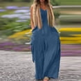 thumbnail image 6 of Baggy Overalls for Women Loose Fit Summer Casual Wide Leg Jumpsuits with Pockets Long Cargo Pants Oversized Rompers Blue M, 6 of 6