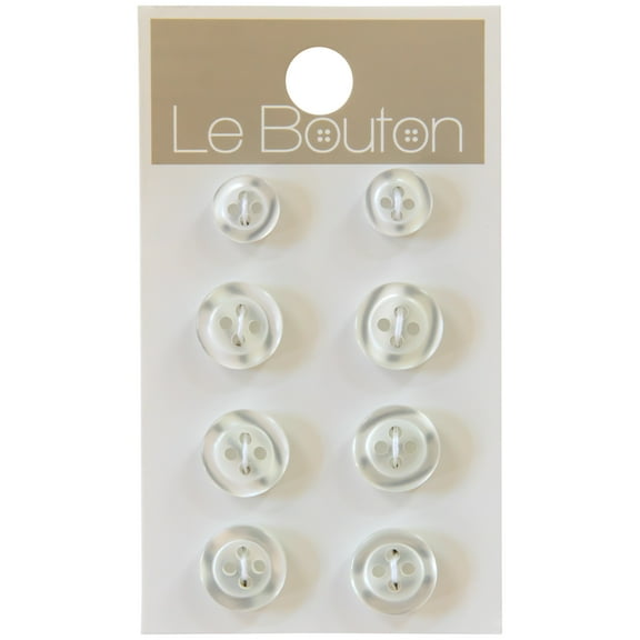 Le Bouton White Assorted Sew Thru Shirt Buttons, 8 Pieces
