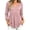 Pink, variant on IUYRTFE Women V Neck 3/4 Sleeve Pleated Tunic Top with Pockets for Casual Daily Wear