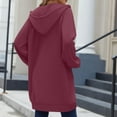thumbnail image 5 of Karight Womens Long Zip Up Oversized Drawstring Hooded Hoodie Jacket with Pockets Fall Winter Fleece Coats Sweatshirt for Women, 5 of 8