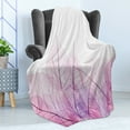 thumbnail image 4 of Leaf Soft Flannel Fleece Throw Blanket, Skeleton Spring Flowers with Contemporary Theme Fantasy Fashion Image, Cozy Plush for Indoor and Outdoor Use, 70" x 90", Pink Purple, by Ambesonne, 4 of 5