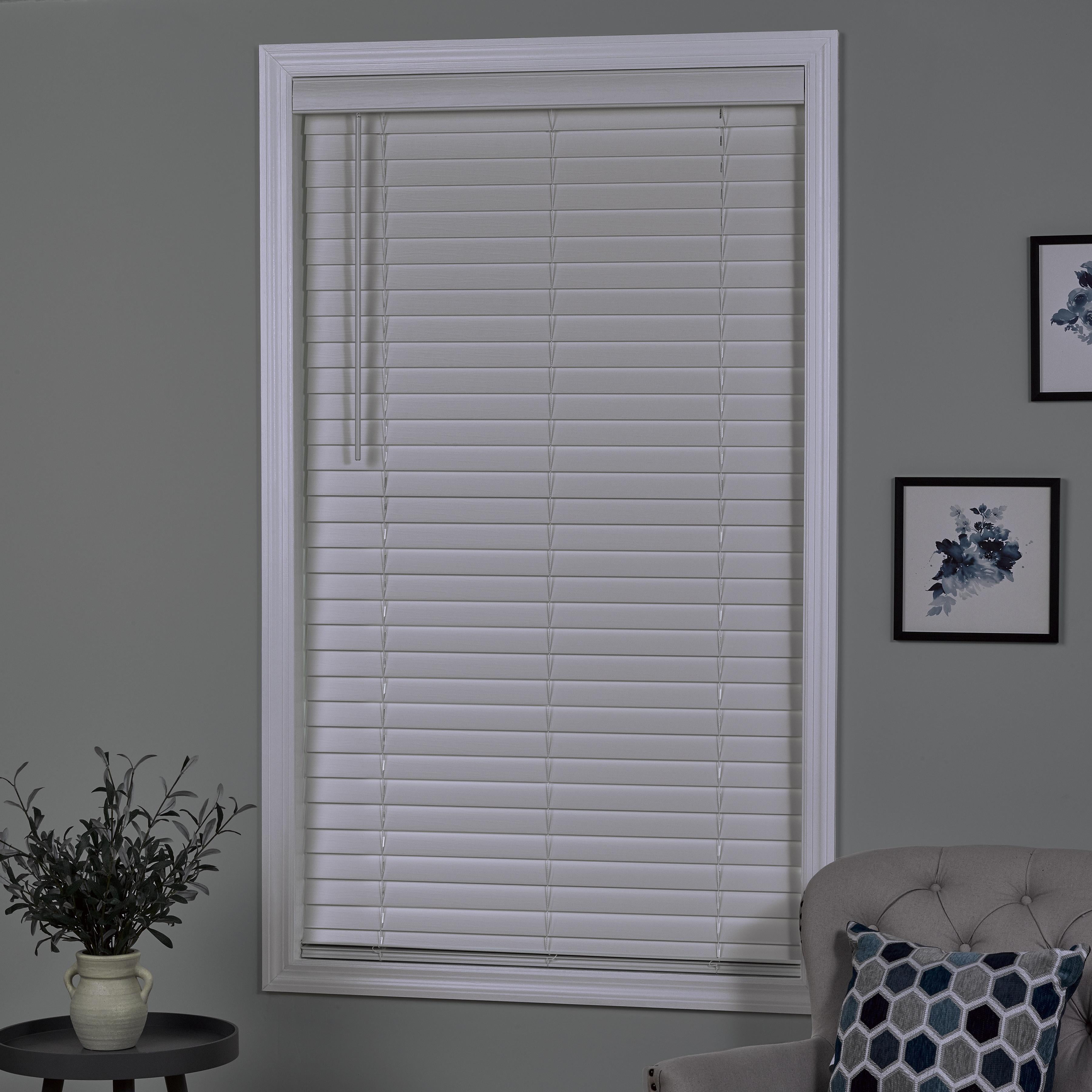 Better Homes & Gardens 2” Cordless Faux Wood Horizontal Blinds, White, 49.25" x 36"
