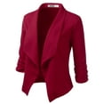 thumbnail image 2 of Doublju Women's Ruched 3/4 Sleeve Open Front Blazer Jacket with Plus Size, 2 of 4
