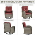 thumbnail image 3 of Planntonneo 3 Piece Wicker Patio Furniture Sets, Outdoor Swivel Rocking Chairs Set of 2 with Rattan Side Table for Deck Porch Pool, Grey/Red, 3 of 8