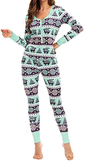 Winsummer Christmas Pajamas for Women Long Sleeve Off Shoulder Tops Plaid Pant Pajama Set Nightwear Soft Pj Loungewear