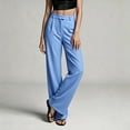 thumbnail image 5 of Tsivenald Womens Satin Wide Leg Pants High Waist Front Pleated Loose Baggy Solid Color Elegant Office Dress Trousers, 5 of 6