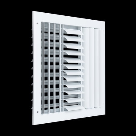 [4 Pack] Fits 12x12 Duct Opening Aluminum 3-WAY Adjustable Air Supply Grille by Handua | Curved Blade Register Vent Cover for Sidewall & Ceiling | White | Outer Size: 13.75 X 13.75
