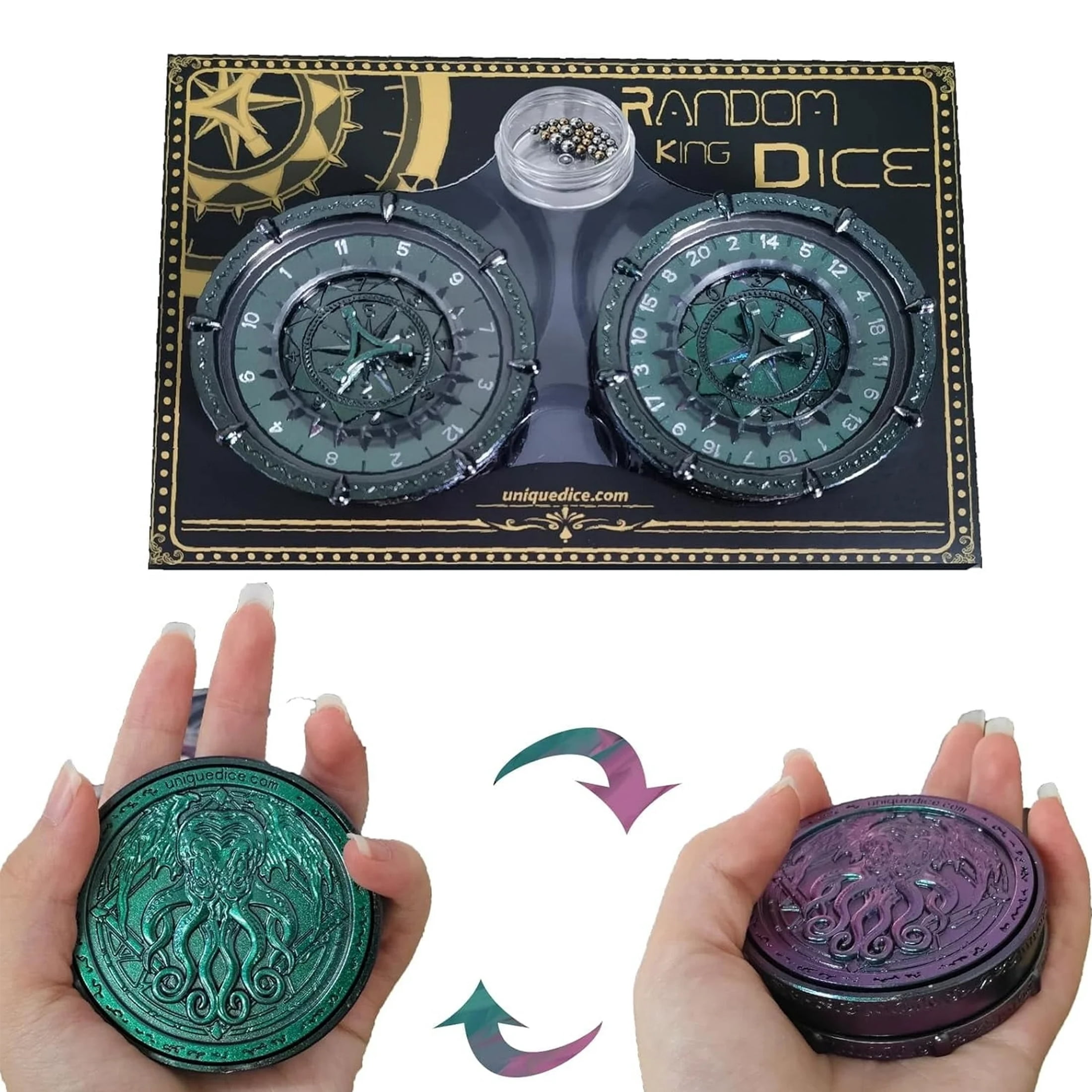 Metal Color Changing 7-in-2 Roulette Dice Spinner for Classic Games