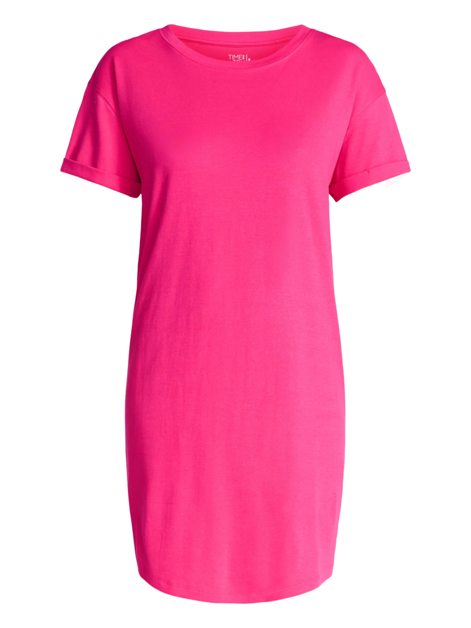 Time and Tru Women's Cotton T-Shirt Dress with Short Sleeves, Sizes XS-XXXL