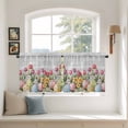 thumbnail image 2 of Easter Tier Curtains 24 Inch Length, Retro Spring Bunny Eggs Tulip Farm Wooden Grain Cafe Short Curtains for Bathroom Over Sink, Small Kitchen Curtain Light Filtering Drapes 2 Panels 27.5"Wx24"L, 2 of 8