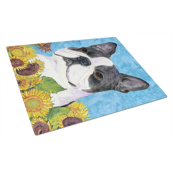 Caroline's Treasures Boston Terrier Glass Cutting Board Large