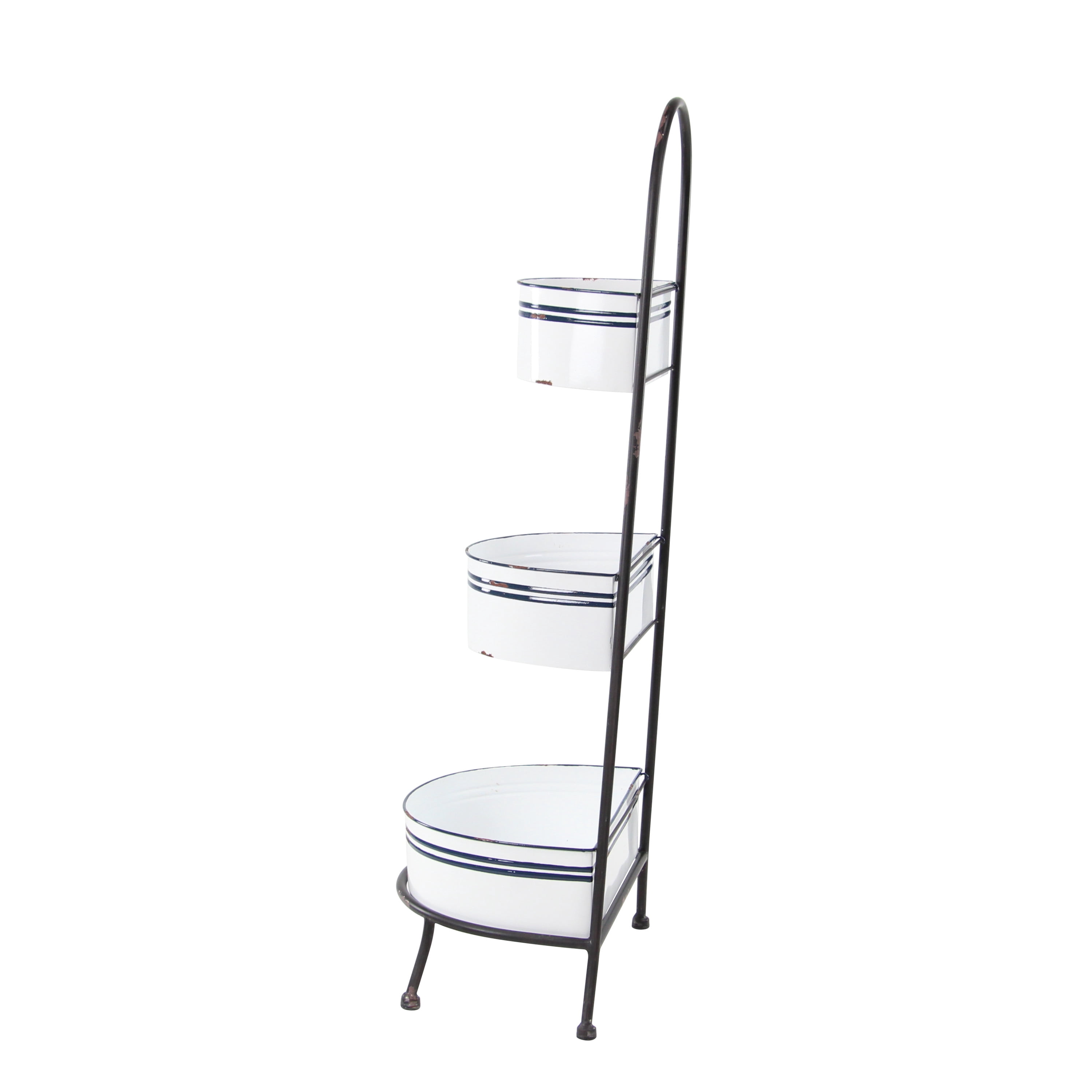 DecMode 14"W, 38"H Metal Farmhouse Shelving Unit, White, 1 - Piece