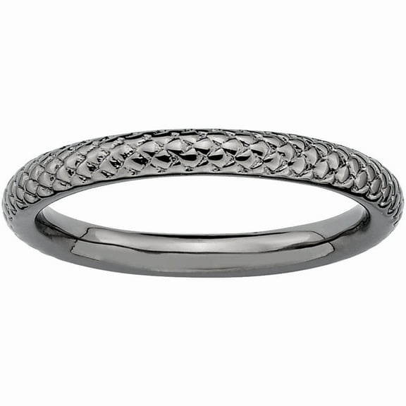 Sterling Silver Black-Plated Cable Ring