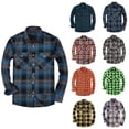 thumbnail image 3 of IWRICH Men's Plaid Button down Shirts Regular Fit Long Sleeve Tops Long Sleeve Casual Tees Blue M, 3 of 3