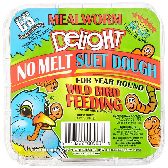 Alimento para mascotas C&S Mealworm Delight Suet, paquete de 12