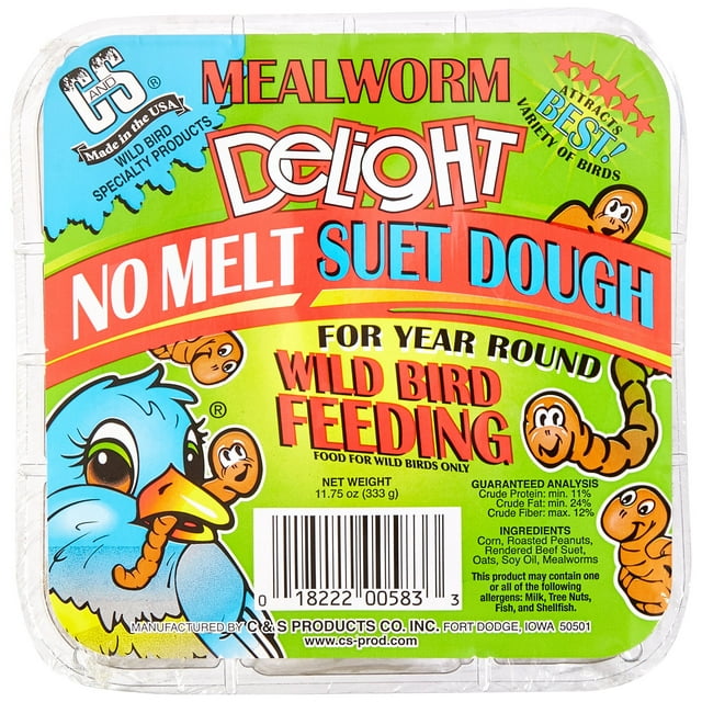 Alimento para mascotas C&S Mealworm Delight Suet, paquete de 12