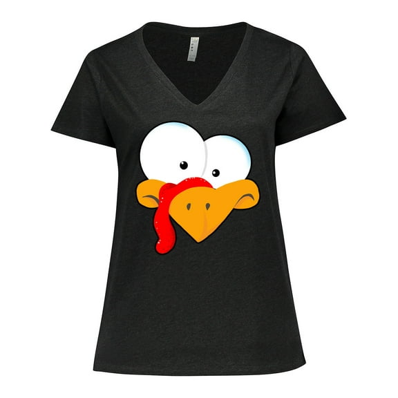Inktastic Thanksgiving Goofball Turkey Face Women's Plus Size V-Neck T-Shirt